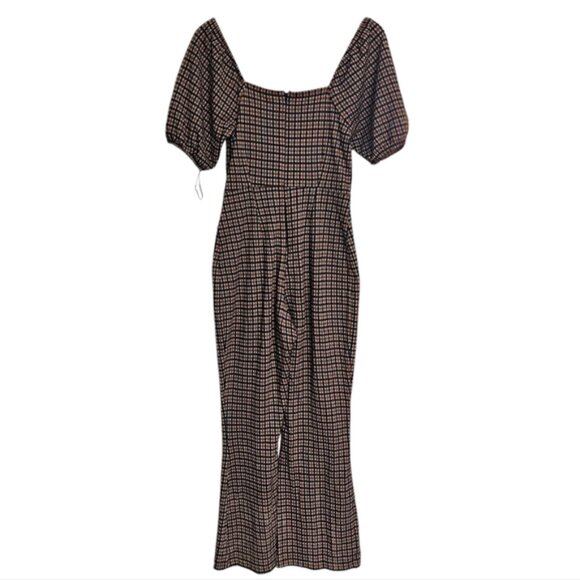 Free People Oxford Plaid Wide Leg Jumpsuit Size S - Picture 4 of 11
